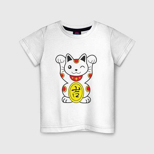 Детская футболка Японский котик / Белый – фото 1