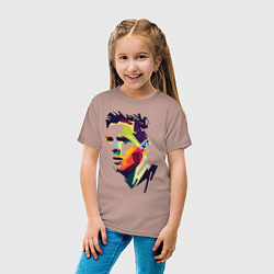Футболка хлопковая детская Lionel Messi: fun-art, цвет: пыльно-розовый — фото 2