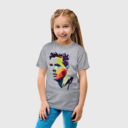 Футболка хлопковая детская Lionel Messi: fun-art, цвет: меланж — фото 2