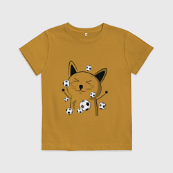Футболка хлопковая детская Счастливый Котэ футболист, цвет: горчичный