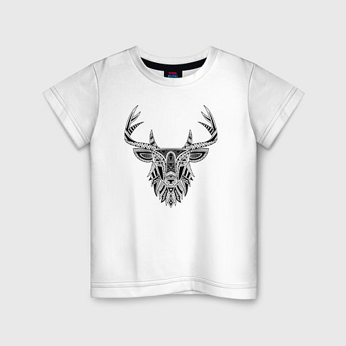 Детская футболка Расписной олень / Белый – фото 1