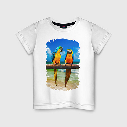 Детская футболка Попугаи у моря / Белый – фото 1