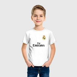 Футболка хлопковая детская Real Madrid: Fly Emirates, цвет: белый — фото 2