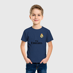 Футболка хлопковая детская Real Madrid: Fly Emirates, цвет: тёмно-синий — фото 2