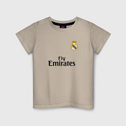Футболка хлопковая детская Real Madrid: Fly Emirates, цвет: миндальный