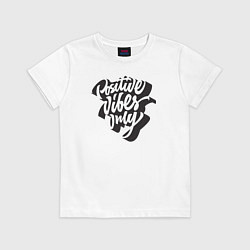 Футболка хлопковая детская Positive vibes only, цвет: белый