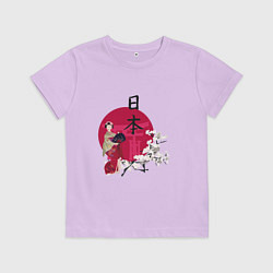 Футболка хлопковая детская Гейша, цвет: лаванда