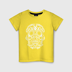 Футболка хлопковая детская Мексиканский череп, цвет: желтый