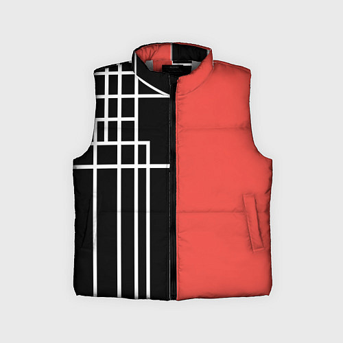Детский жилет Черный и коралловый арт деко / 3D-Светло-серый – фото 1