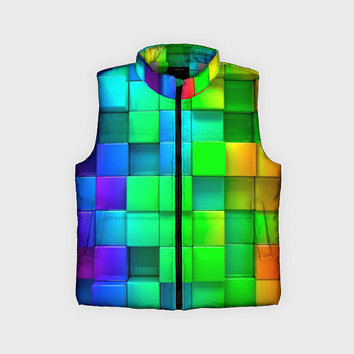 Детский жилет РАЗНОЦВЕТНЫЕ КУБИКИ MULTICOLORED CUBES / 3D-Светло-серый – фото 1