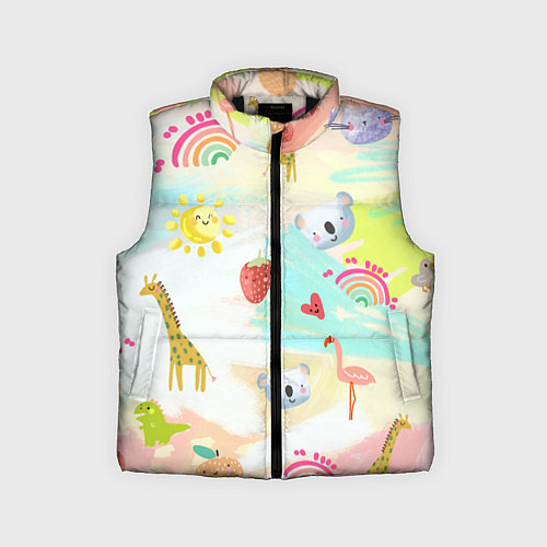 Детский жилет Красочные животные / 3D-Черный – фото 1
