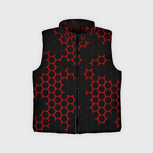 Детский жилет НАНОКОСТЮМ Black and Red Hexagon Гексагоны / 3D-Красный – фото 1