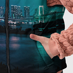 Детский жилет Неоновый город с рекой - Светло-зелёный, цвет: 3D-красный — фото 2