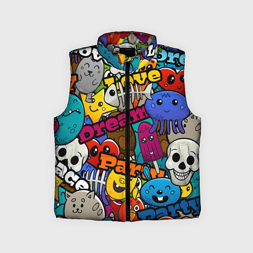 Детский жилет Красочный паттерн из мультяшных героев / 3D-Светло-серый – фото 1