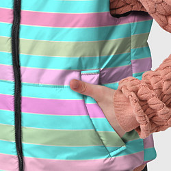 Детский жилет Pink turquoise stripes horizontal Полосатый узор, цвет: 3D-светло-серый — фото 2