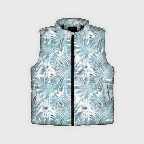 Детский жилет Голубые листья пальмы на белом / 3D-Черный – фото 1