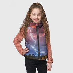 Детский жилет Грозовые разряды молний над лесом, цвет: 3D-красный — фото 2