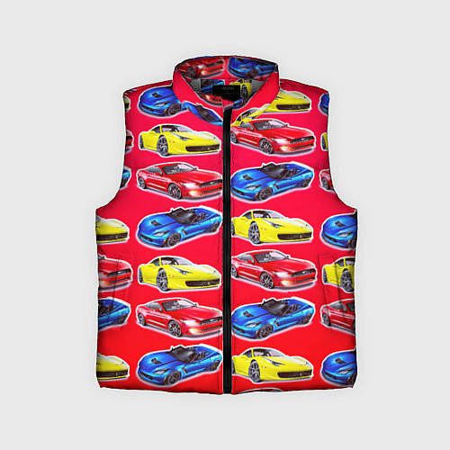 Детский жилет Спортивные машины / 3D-Светло-серый – фото 1