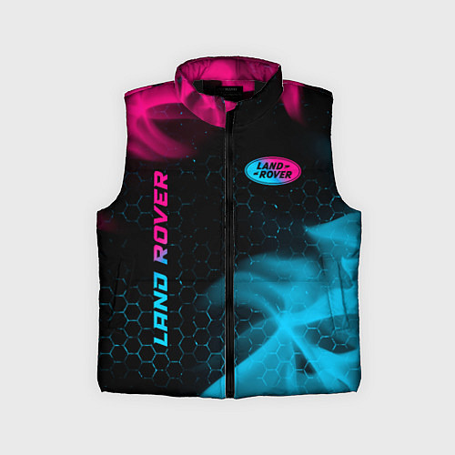 Детский жилет Land Rover - neon gradient: символ и надпись верти / 3D-Черный – фото 1
