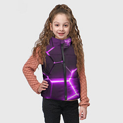 Детский жилет Фиолетовые неоновые геометрические плиты, цвет: 3D-светло-серый — фото 2