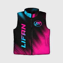 Детский жилет Lifan - neon gradient: надпись, символ, цвет: 3D-черный