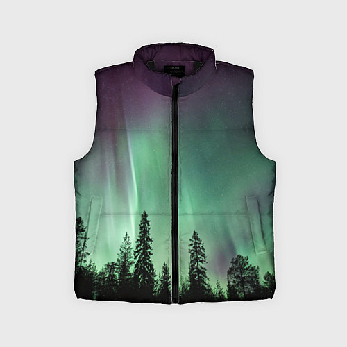 Детский жилет Сияние над лесом / 3D-Черный – фото 1