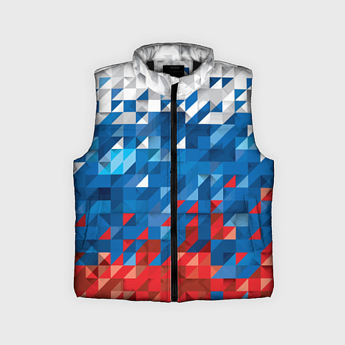 Детский жилет Полигональный флаг России! / 3D-Черный – фото 1