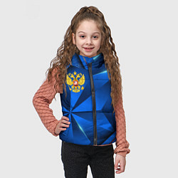 Детский жилет Герб РФ на синем объемном фоне, цвет: 3D-черный — фото 2