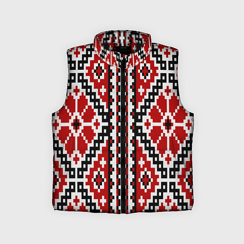 Детский жилет Вышивка геометрический узор крест / 3D-Черный – фото 1