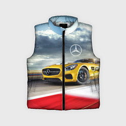 Детский жилет Mercedes AMG V8 Biturbo на трассе, цвет: 3D-светло-серый
