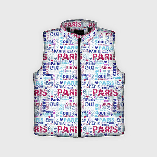 Детский жилет Парижская бумага с надписями - текстура / 3D-Черный – фото 1