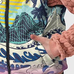 Детский жилет Штормовые океанские волны и пальмы, цвет: 3D-красный — фото 2