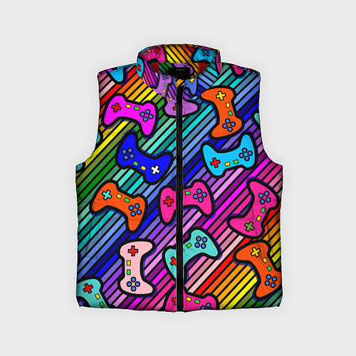 Детский жилет Многоцветные полоски с джойстиками / 3D-Красный – фото 1