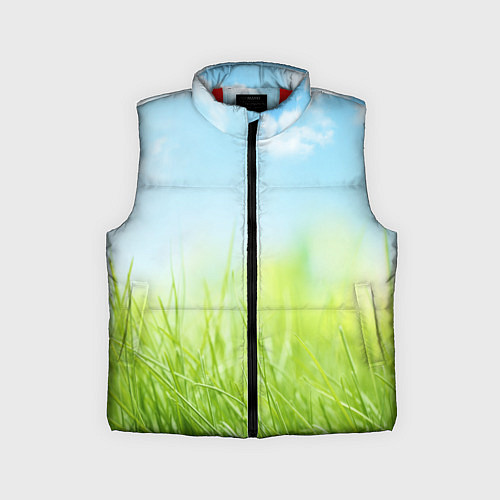 Детский жилет Зелень и небо / 3D-Красный – фото 1