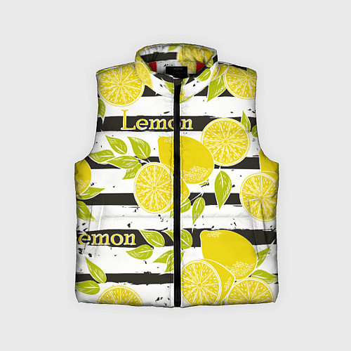 Детский жилет Лимон на чёрно-белом фоне / 3D-Красный – фото 1