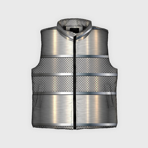 Детский жилет Металлические полосы - текстура алюминия / 3D-Черный – фото 1