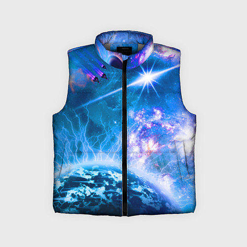 Детский жилет Космос - планета и яркая звезда / 3D-Светло-серый – фото 1