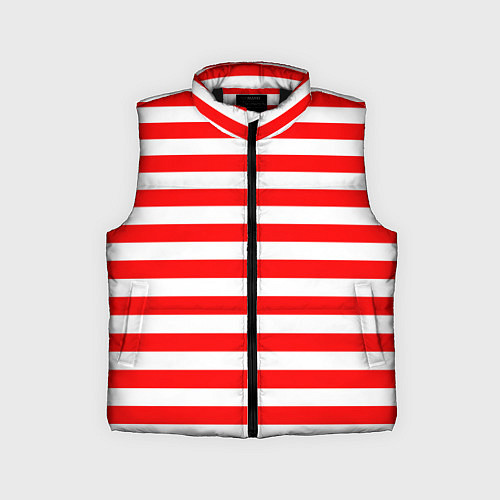 Детский жилет Красный полосатый новогодний леденец / 3D-Черный – фото 1
