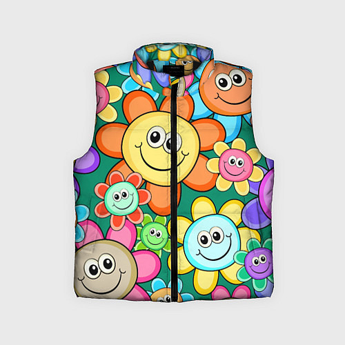 Детский жилет Ромашки - смайлы / 3D-Черный – фото 1