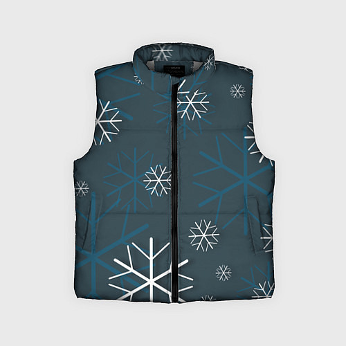 Детский жилет Белые снежинки на синем фоне / 3D-Светло-серый – фото 1