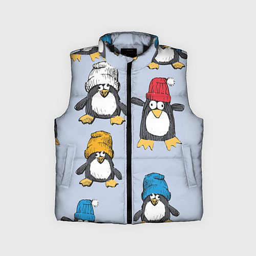 Детский жилет Смешные пингвины / 3D-Черный – фото 1