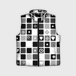 Детский жилет Черно-белый узор мозаика, цвет: 3D-черный