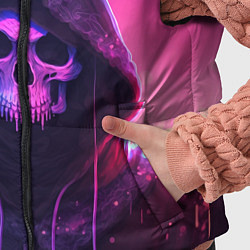 Детский жилет Неоновый череп в капюшоне, цвет: 3D-черный — фото 2