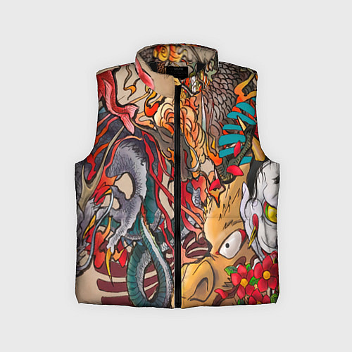 Детский жилет Иредзуми: демон и дракон / 3D-Черный – фото 1