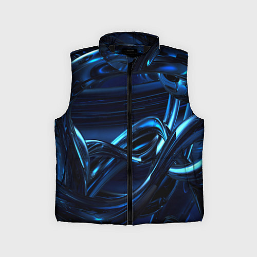 Детский жилет Фрактальный узор волны / 3D-Черный – фото 1