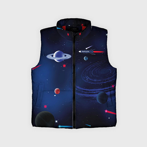 Детский жилет Космос, планеты, ракета / 3D-Красный – фото 1