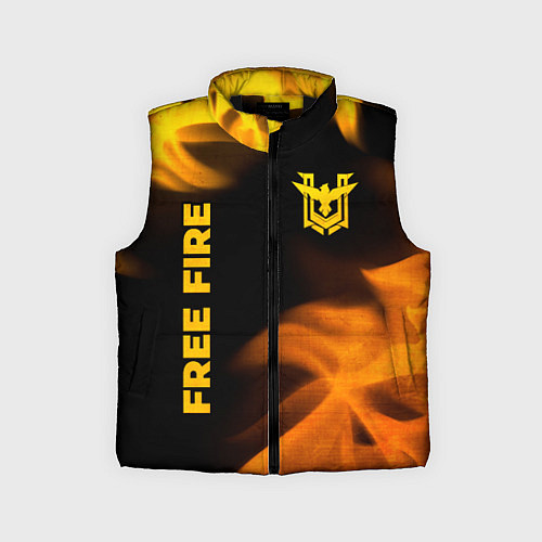 Детский жилет Free Fire - gold gradient: надпись, символ / 3D-Черный – фото 1