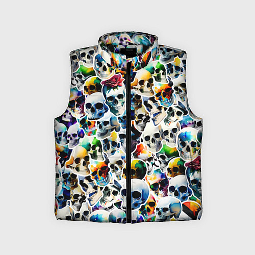 Детский жилет Акварельные черепа / 3D-Черный – фото 1