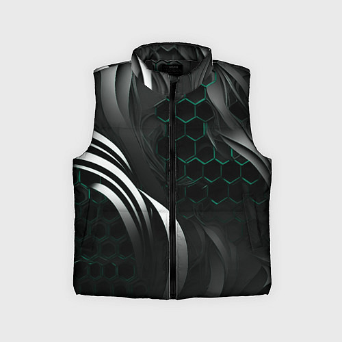 Детский жилет Объемные бирюзовые плиты и черные линии / 3D-Черный – фото 1