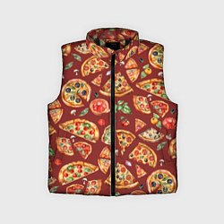 Детский жилет Кусочки пиццы ассорти - акварельный паттерн